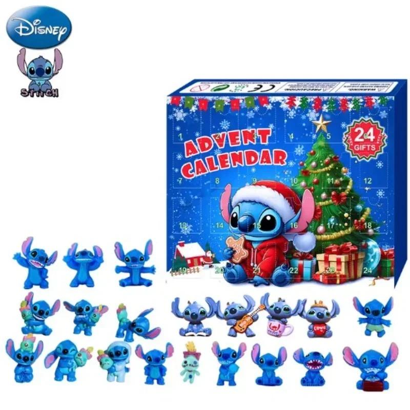 Stitch Adventskalender Box Lilo Stitch Blind Box 24 Tage Modell Anime Figur Countdown Kalender Schmuckstück Weihnachtsgeschenke