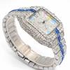 Men Quartz Watch Fashion Rainbow Digital Rome Dial Calendar Waterproof Hip Hop Diamond Wristwatch For Man Gift