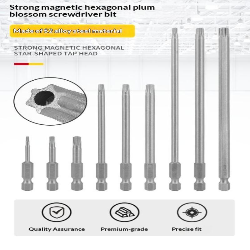 8-teiliges Torx-Schraubendreher-Bit-Set 1/4 Zoll Sechskantaufnahme Magnetische Stern-Bits T8-T40 Für Bohrer Schraubenschlüssel 50mm 100mm 150mm
