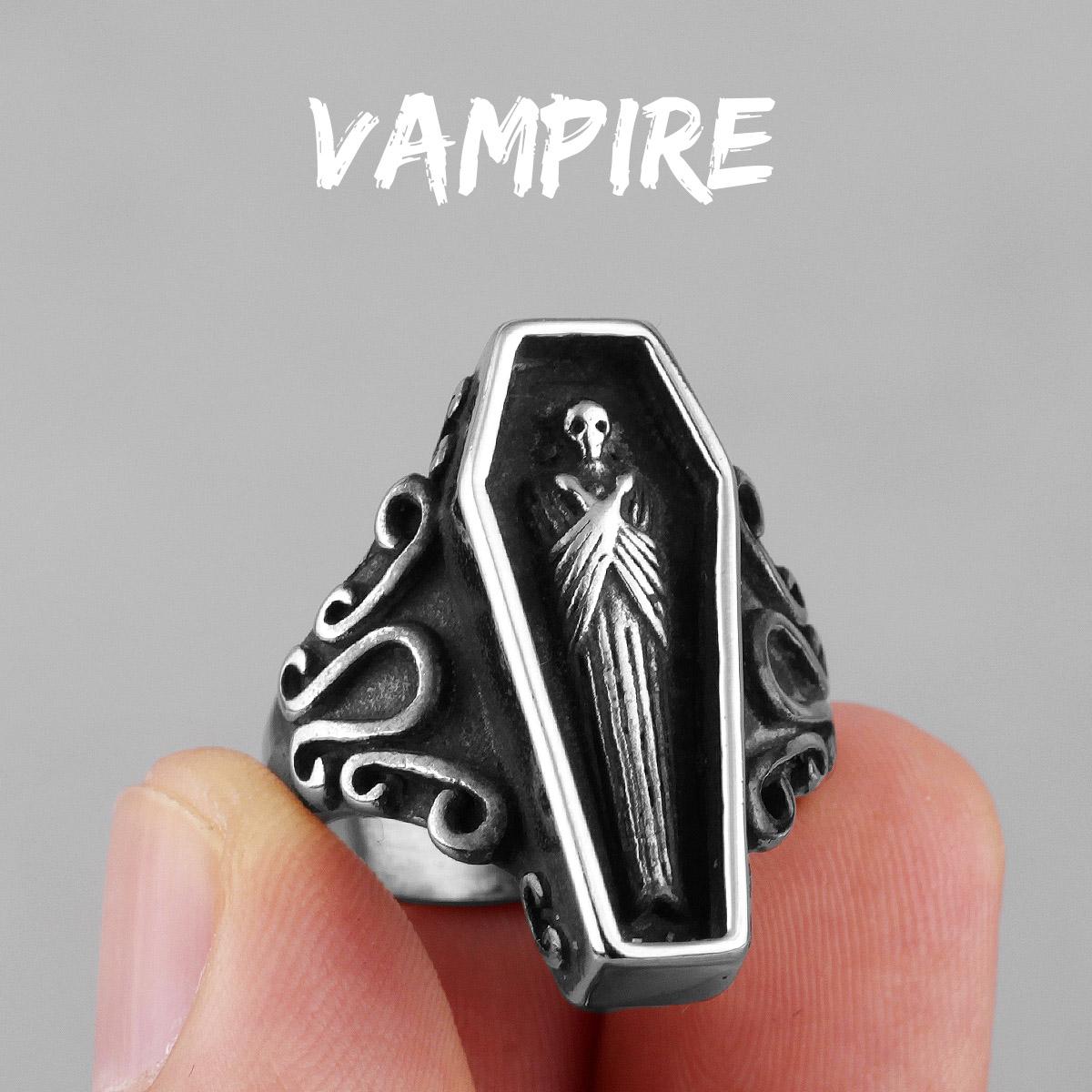 

Вампир Гроб Призрак Нержавеющая сталь Мужские Кольца Готический Панк Уникальный Крутой для Мужчин Бойфренд Ювелирные Изделия Творческий Подарок 15