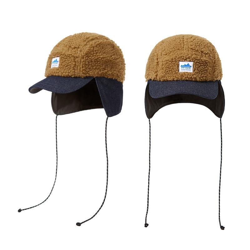 Women's Autumn and Winter New Outdoor Trendy Brand Camouflage Splicing Cap Thermal Ear Protection Flying Cap Men