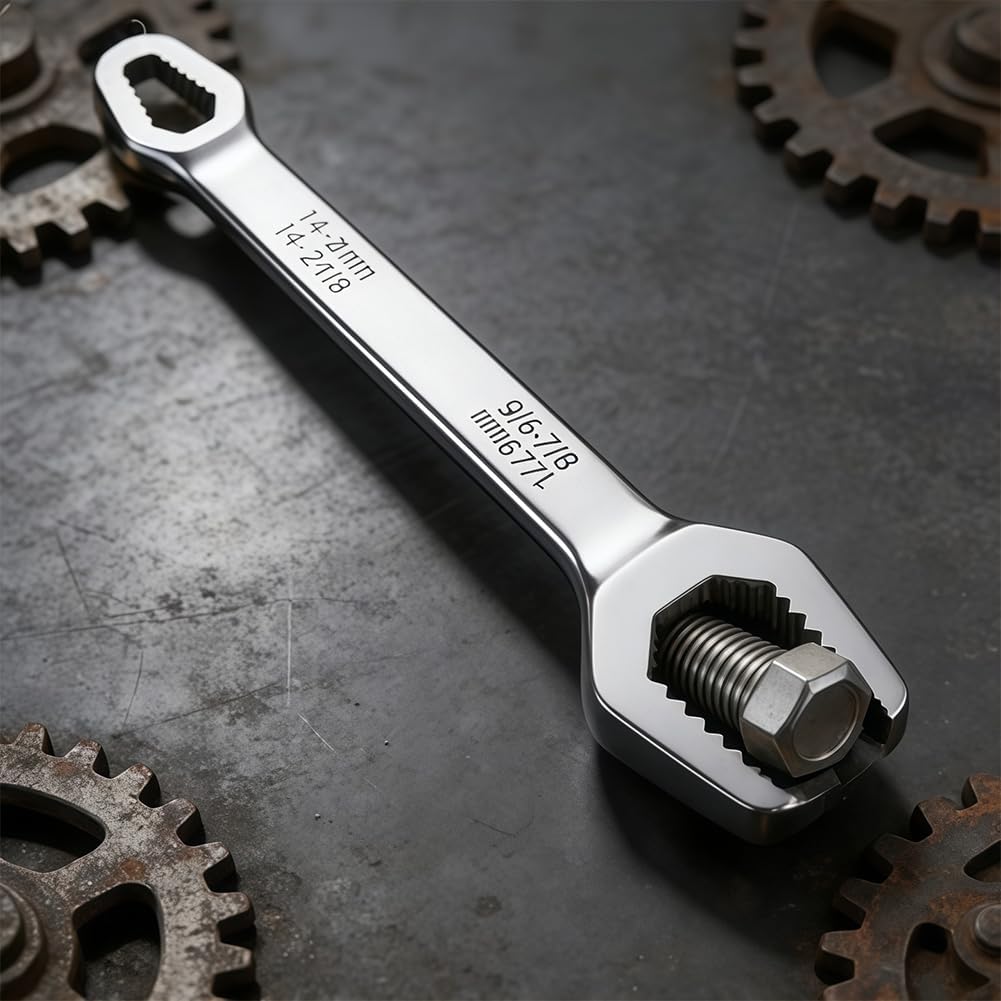 Multi-Size Thickened Double-Ended Torx Wrench Universal Automotive Wrench 8-22mm Tool Self-Tightening Adjustable for Mechanical Maintenance Home