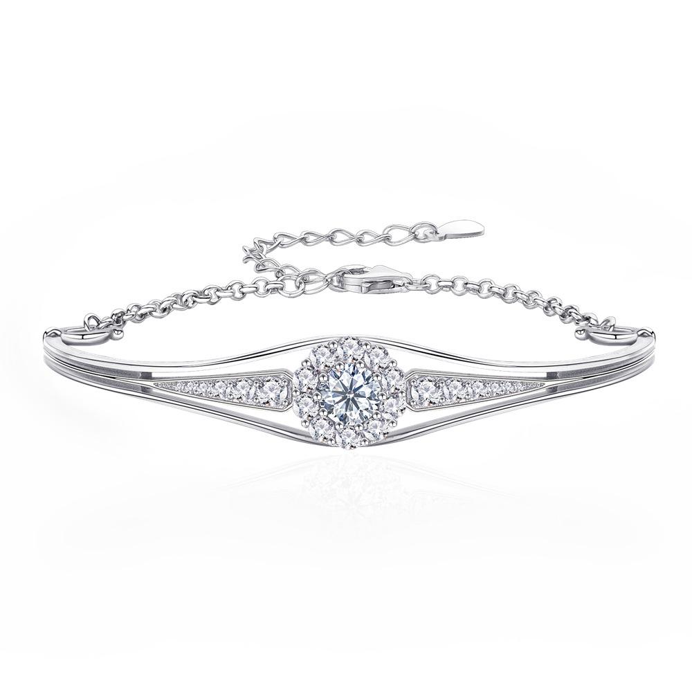 

Бриллианты Vinregem, прошедшие тест, 100% серебро 925 пробы, VVS1, круглая огранка, цвет D, 6 мм, 0,8 карата, браслеты из настоящего муассанита, ювелирные украшения для женщин, подарки 14cm+4cm белый