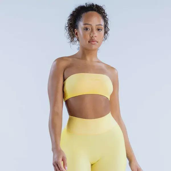 DFYNE Jacquard Cross-Back Tube Top & Hip-Lift Fitness Leggings Yoga Set