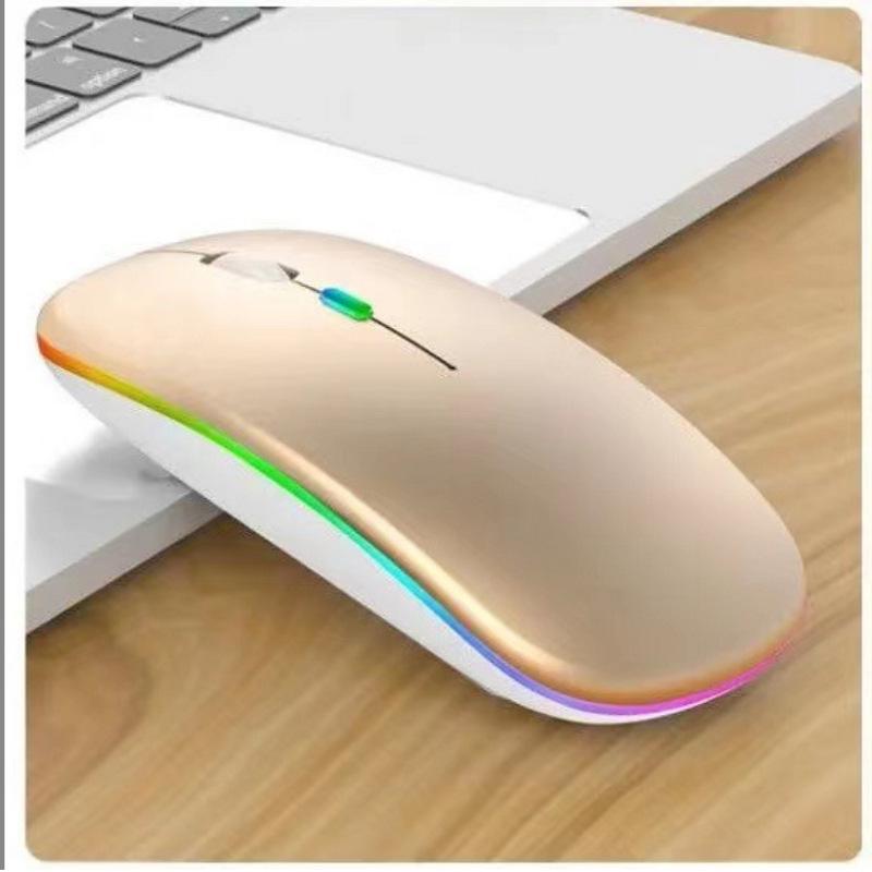 Dual Mode Silent Bluetooth & 2.4G Wireless Mouse for Apple Laptops - Rechargeable, Office-Ready, Glowing Design