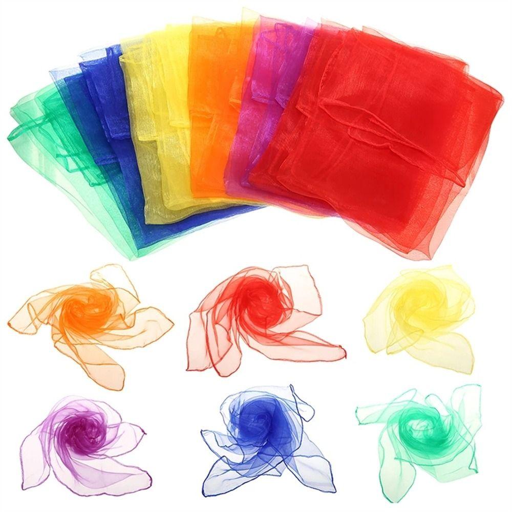 6 Colors Sensory Toys Dance Scarves Gym Towel Juggling Towels Dance Gauze Gymnastics Scarves