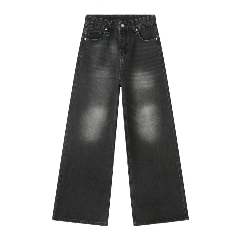 Men's Denim Pants Old Blue Washed Male Jeans Straight Casual Menwear Loose Wide Leg Trousers New Fashion