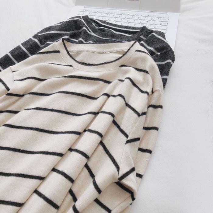 

Women s 2025 Autumn Striped Round Neck Long Sleeve Casual Top XL