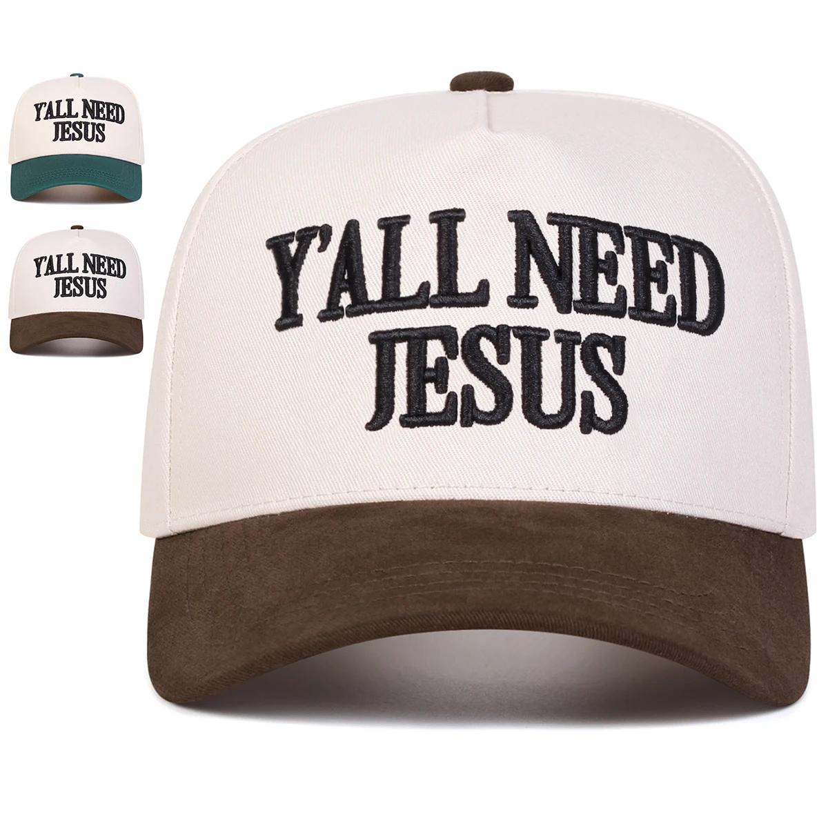 Yiran Bag Women's Unisex Y'all Need Jesus Letter Embroidery Baseball Caps Spring Autumn Outdoor Adjustable Casual Hats Sunscreen Hat Sports Cap