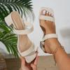 Women Sandals Comfortable Chunky Heel Slippers Women Summer Square Head Medium Heel Shoes Women Versatile Large Size Sandals