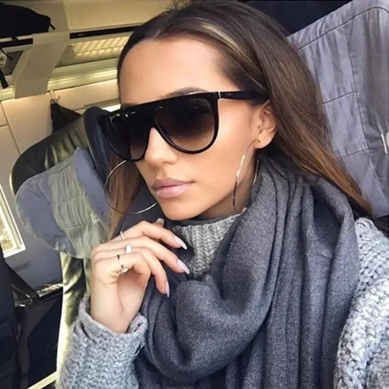 Retro Oversized Sunglasses Women Brand Lunette Soleil Femme Big Frame Flat Top Designer Sun Glasses Vintage Shades Eyewear