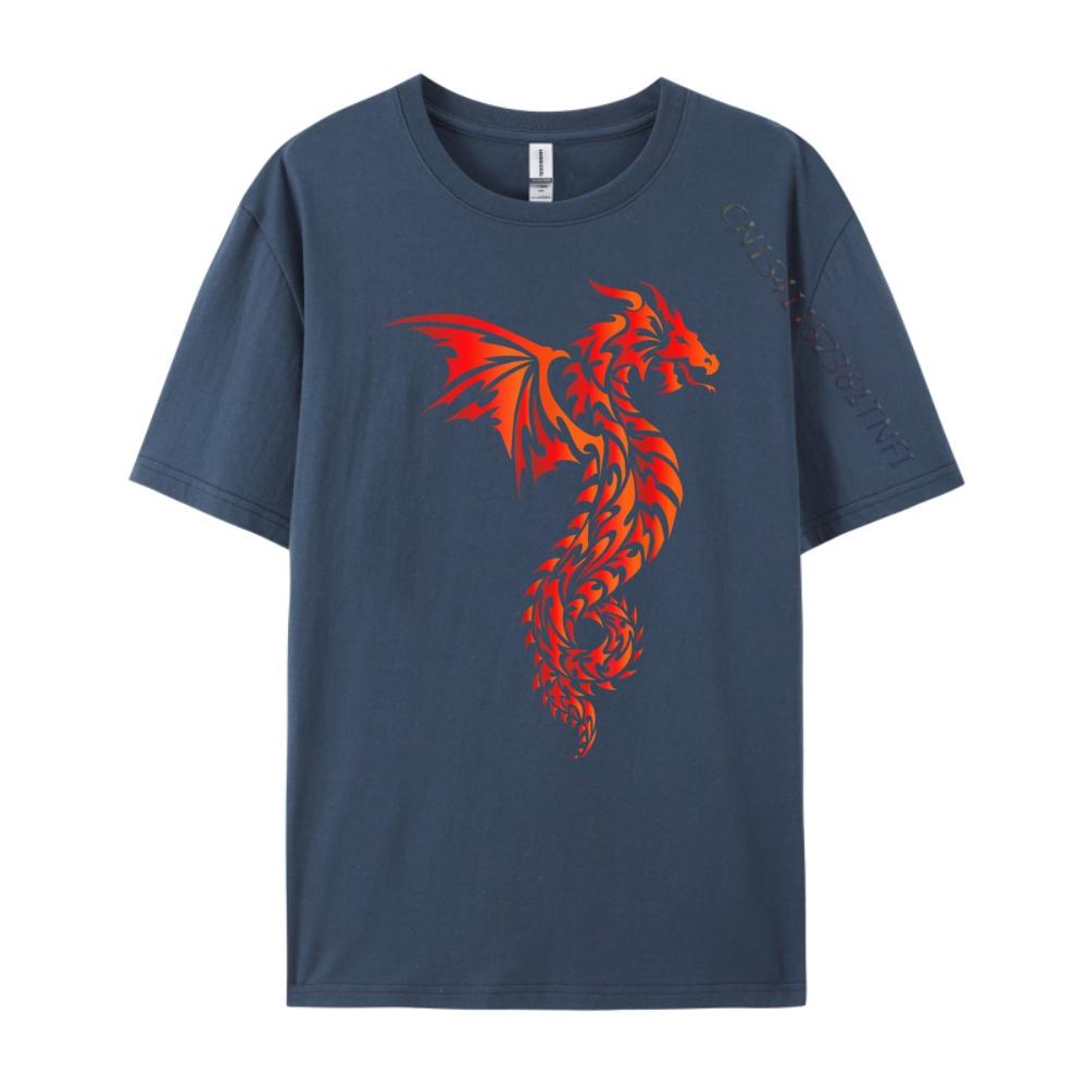 Dragon Tribal Mythical Legendary Creature Folklore Blue And White Graphic T Shirts Men's Clothing Funny