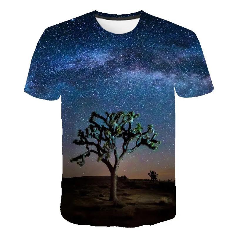 Summer Cosmic Galaxy Men's Space 3d Printing T-shirt Short-sleeved Printed Harajuku Casual Tops O-neck