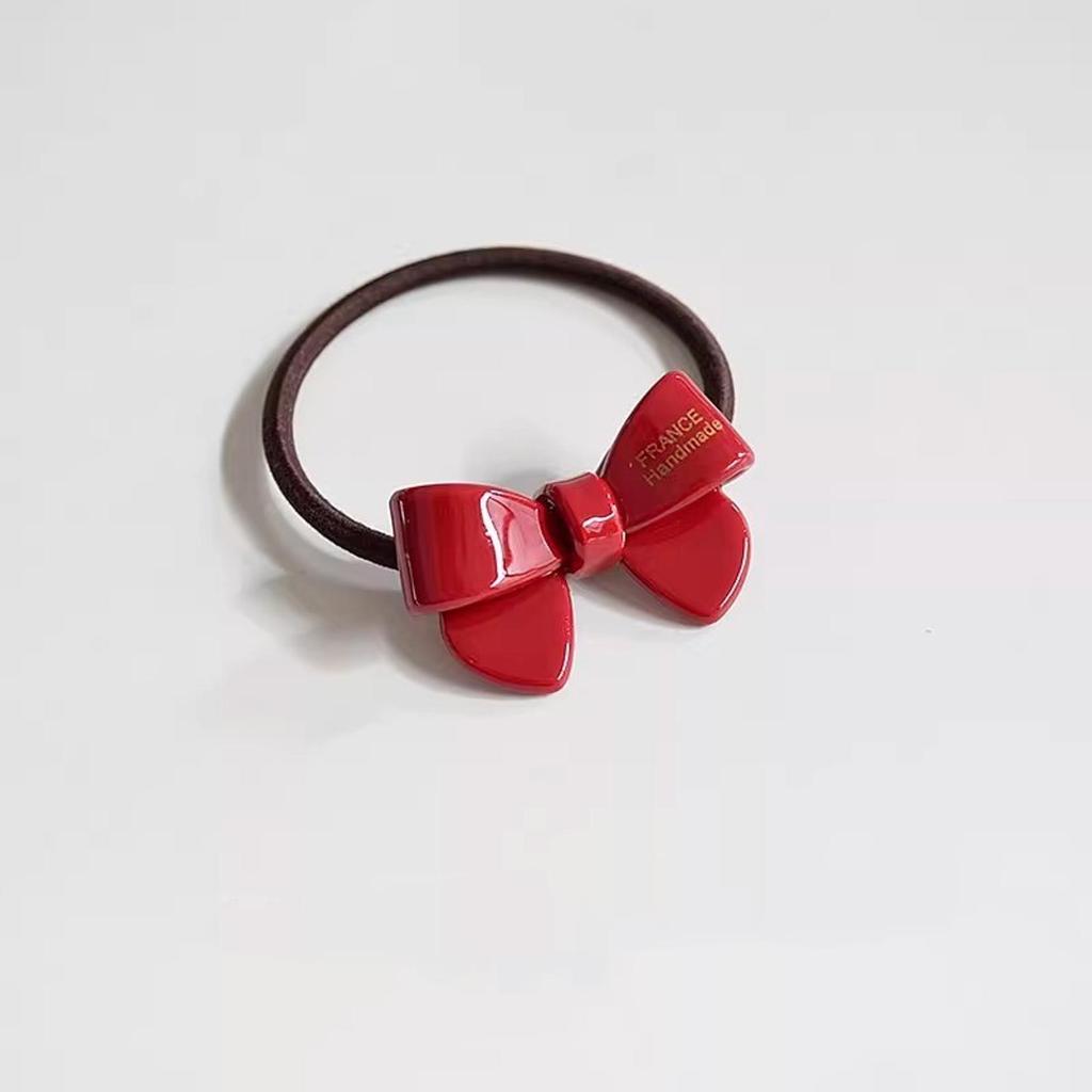 Gold Label Acetate Bow Simple Basic Rubber Band Head Rope Female Rubber Band Elastic Durable Hair Rope Versatile Hair Ring
