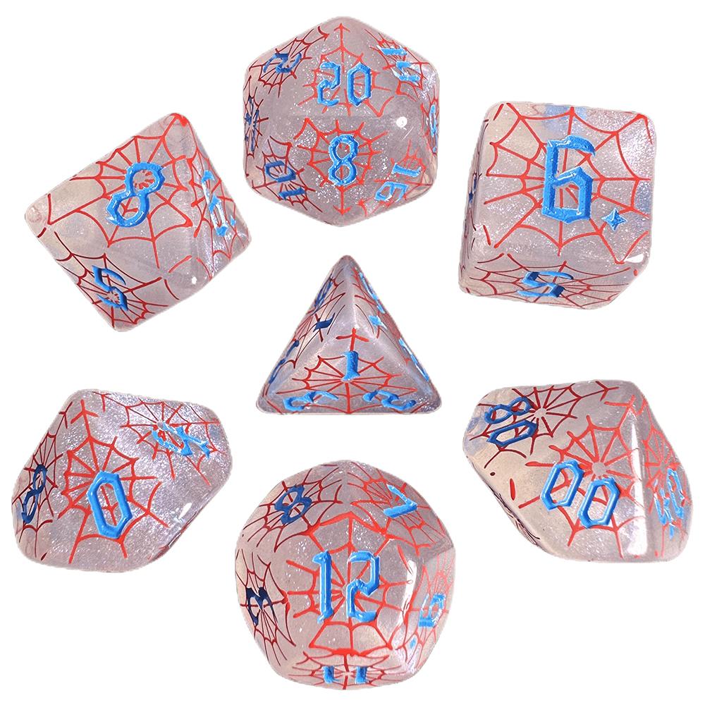 Halloween Spider Web Dice 7pcs Fashion Dice for Dungeon and Dragon DND TRPG Game