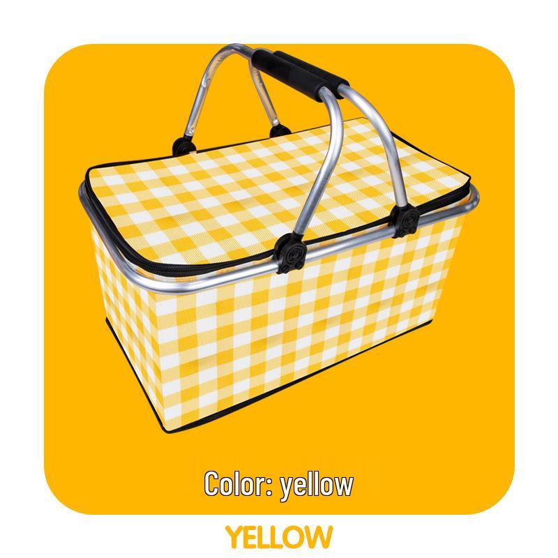 Faltbarer isolierter Picknickkorb Lunchtasche - Tragbare Sommer-Kühltasche mit Kühlakku und Aluminiumfolienisolierung