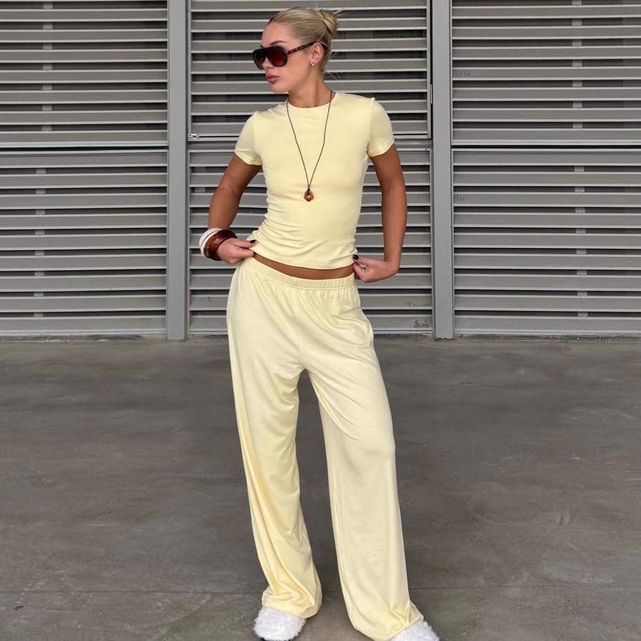 2025 Herbst Europäisches & Amerikanisches Lässiges Dreiteiliges Set: Kurzarm-Oberteil, Weitbeinige Hose, Jacke.