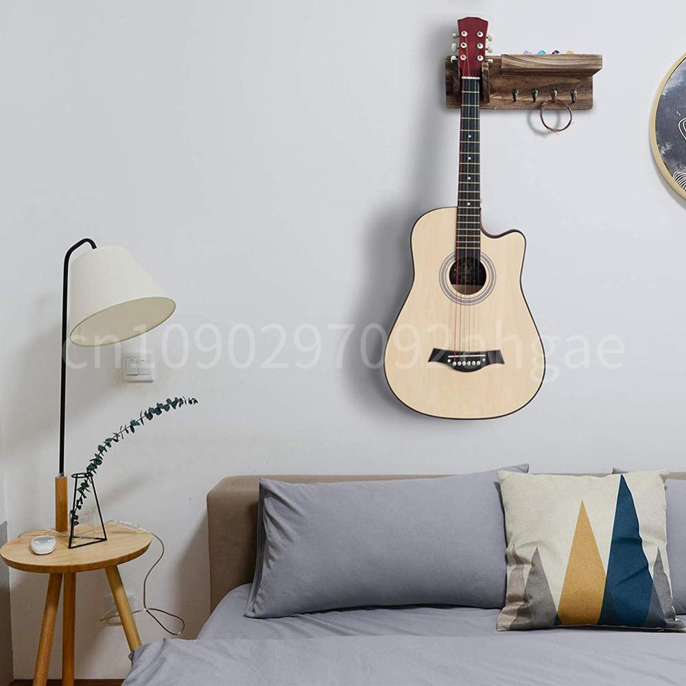 

Electric Guitar Hanger Wall Mount Ukulele Holder Shelf with Pick Holder and 4 Hooks Space-Saving for String Music Instrument China Mainland