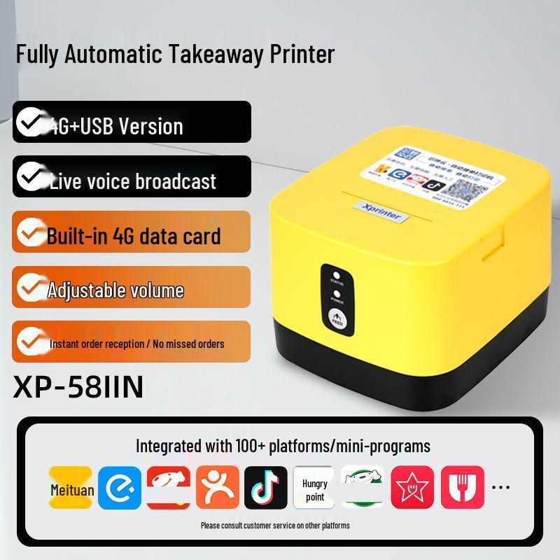 58 Wireless 4G Thermal Printer with Voice Control for Automatic Receipt and Order Management