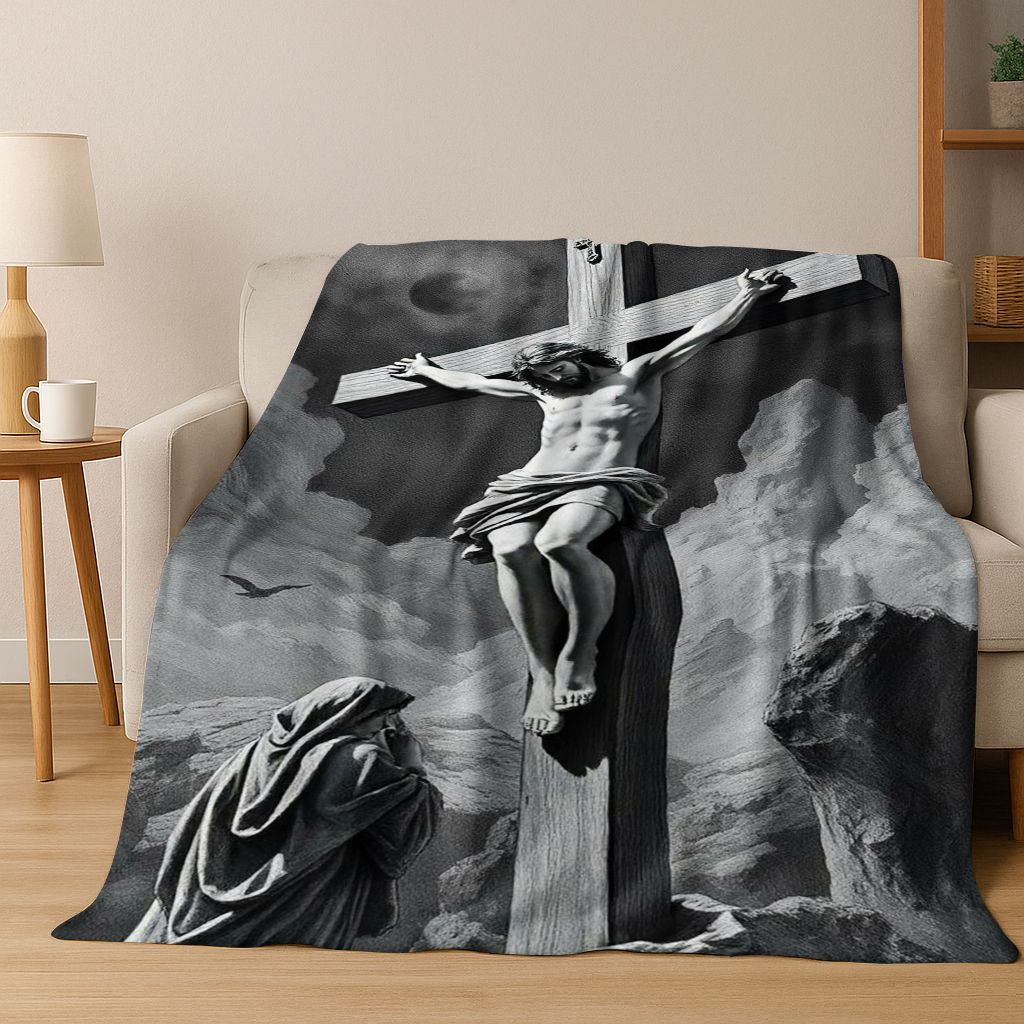New Belief Cross Holy Bible Pray Jesus Flannel Blanket,Cozy Soft Throw Blanket for Home Bedroom Bed Sofa Picnic Cover Kids Gift