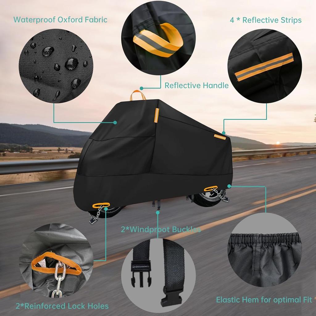 Motorcycle Cover Waterproof Outdoor, 300D Heavy Duty Motorbike Cover For Ninja 250 300 650 1000 Yamaha YZF R1 R7 MT-09 Suzuki GSXR 600 750 1000