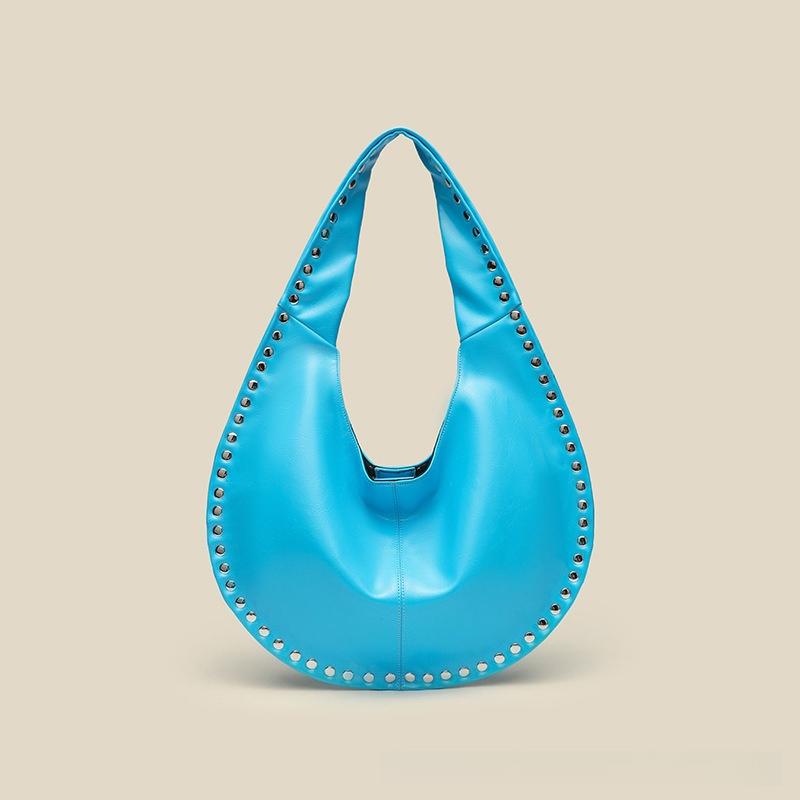 2026 Fashion Women's Bag Single Shoulder Slant Hanging Rivet Crescent Underarm Casual Tote Handbag