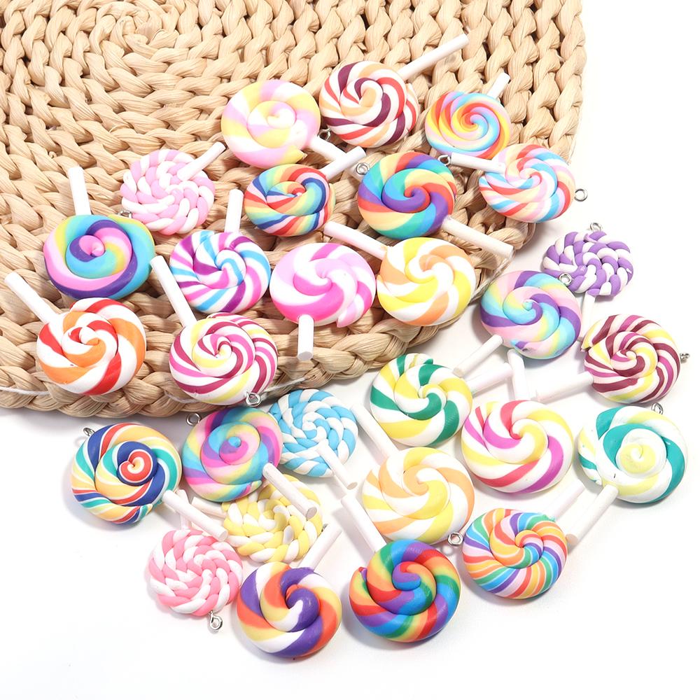 10pcs/lot Cute Lollipop Charms Pendants For Handmade Decoration Bracelets Necklace Earring Key Chain Jewelry Making Lucky Charm