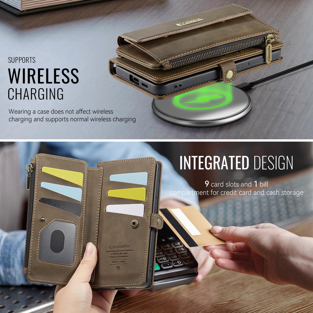 For Samsung Galaxy S23+ Case CASEME C39 RFID Blocking Zipper Wallet Stand Leather Cover with Strap