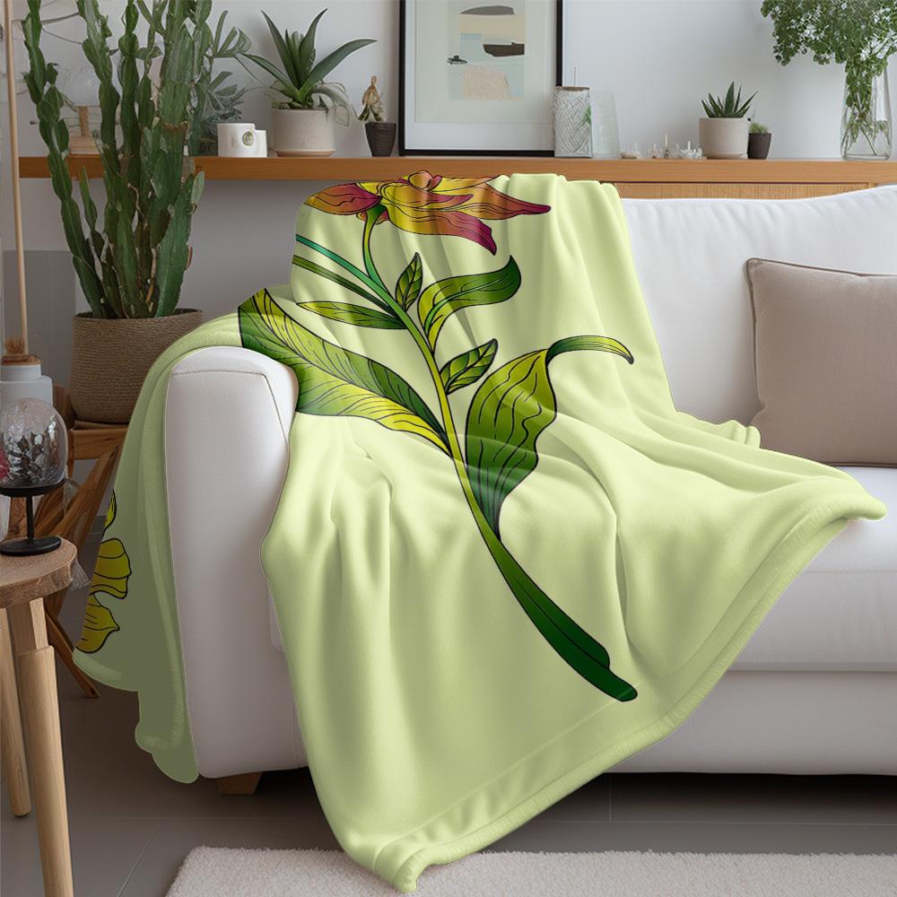 Soft Fleece Blanket with Elegant Floral Design Watercolor Flower Print Cozy Bed Blanket for Women Gift