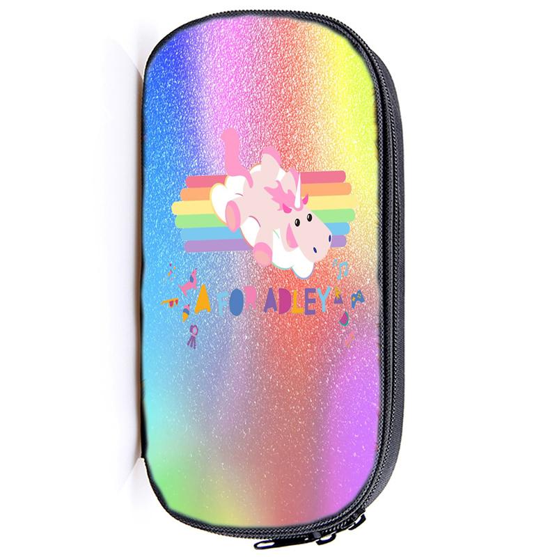 A för Adley Pennfodral Unicorn Pojkar Flickor Tonåringar Skolmaterial Regnbåge Tecknad 3D-utskrift Pennlåda Kontor Pennväskor Sminkväska