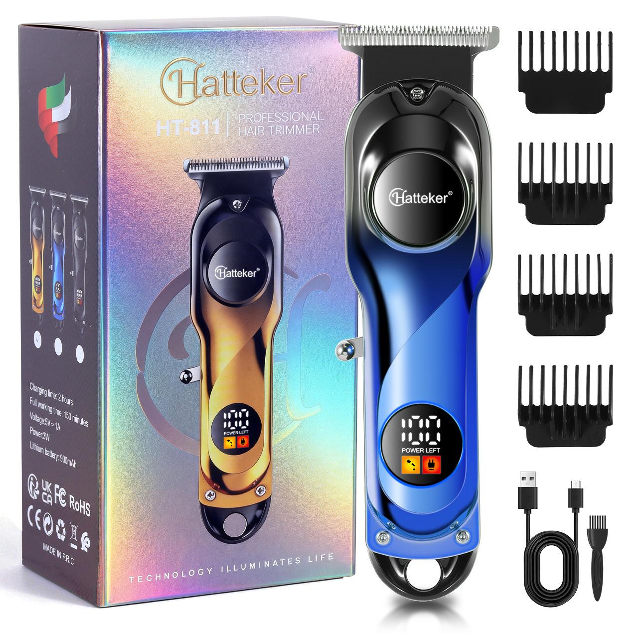 Hatteker T-Blade Hair Trimmer 5100RPM Motor USB Rechargeable Clipper with LED Display синий