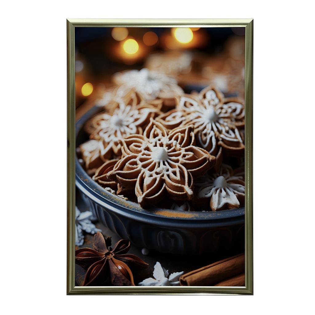 Świąteczne Rękodzieło: Pierniczki W Stylu Kwiatowym Świąteczne Rękodzieło: Pierniczki W Stylu Kwiatowym, 70X100 Cm, Rama Aluminiowa Czarna, Papier Mat