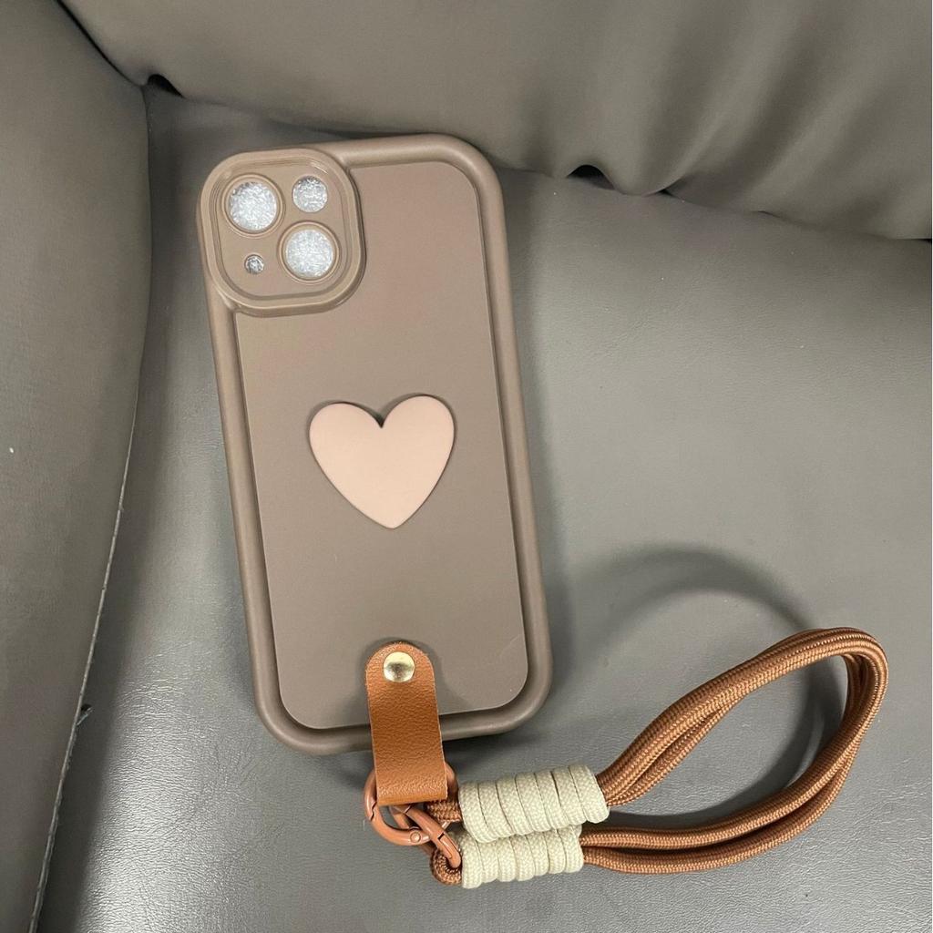 Applicable To Apple 17 Mobile Phone Case Love Anti-drop Wrist Rope iPhone16/15/13/12 All-inclusive Silicone 11Pro