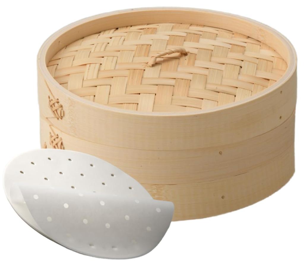 Bamboo Steamer Set (Body and Lid), 24cm, Commercial Use, FH85024-11 (Bamboo 24cm, 1-1)