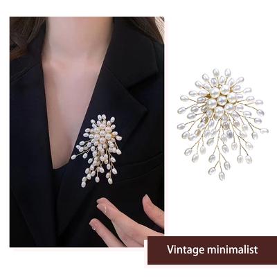 Fashionable Woven Imitation Pearls Brooch Lapel Pin Accessory for Business Meetings and Parties Elegant Wedding Jewelry