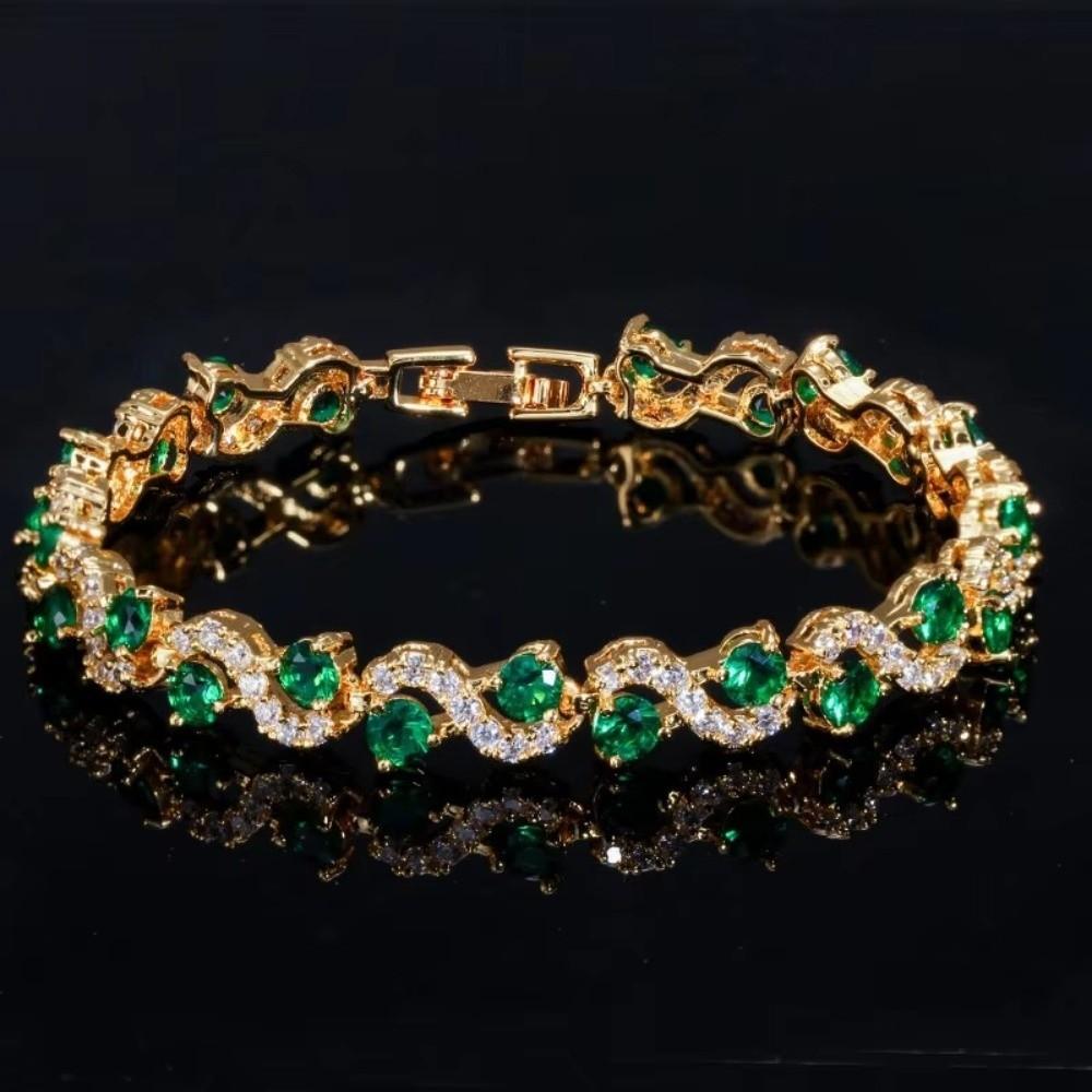 Wave Crystal Gemstone Bracelet Lobster Clasp Crystal Chain Bracelet New Women Bracelet  Women