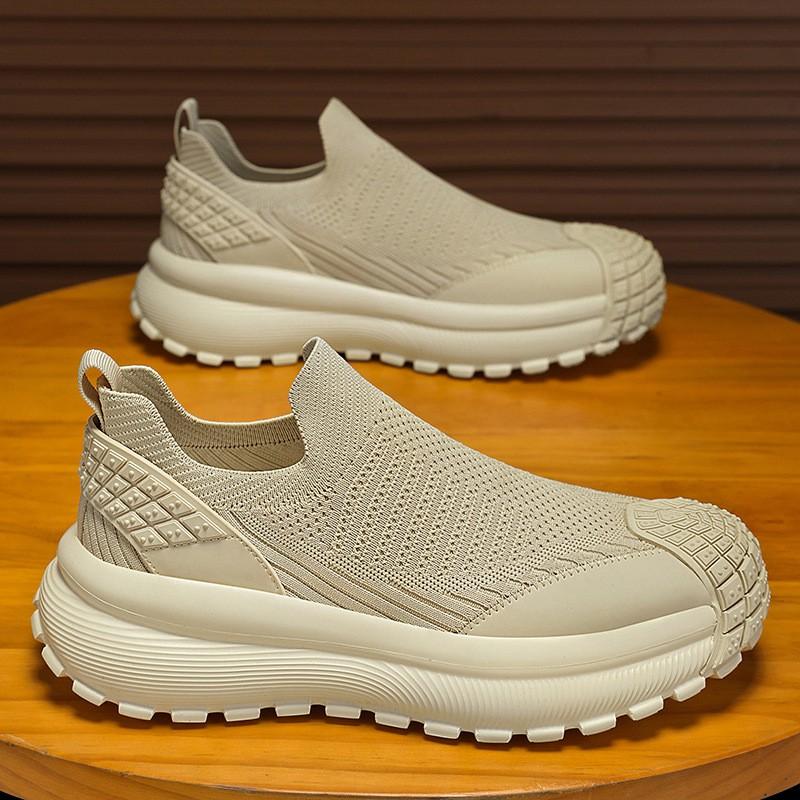 Mens Breathable Flyknit Slip-On Casual Shoes Low-Top Lightweight Sneakers Daily Wear