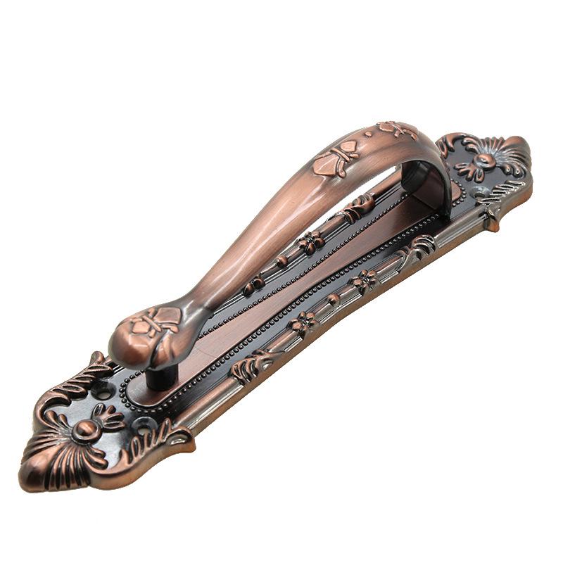 Euro Retro Iron & Wood Handle for Large Door - Antique-Style Sliding or Wardrobe Cabinet Surface-Mount