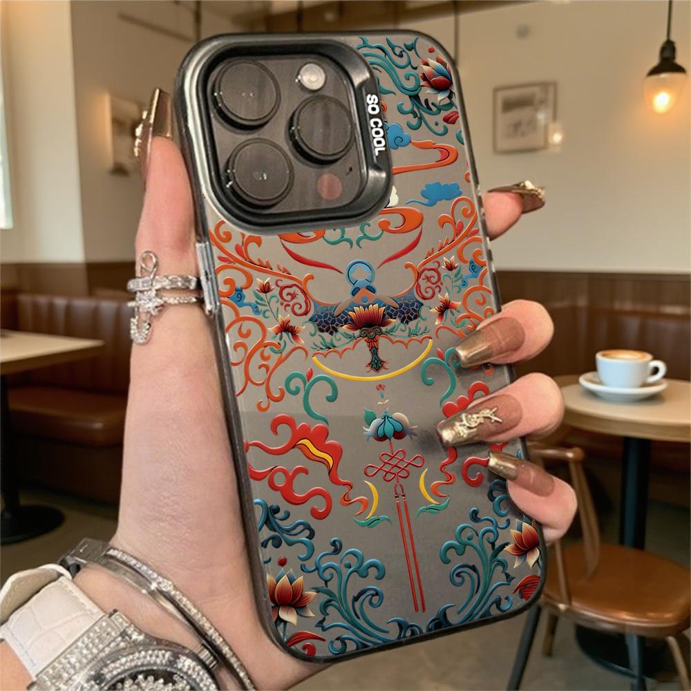 Chinese Pattern Fu Character Shockproof Phone Case for Iphone 16 15 14 13 12 11 Pro Max/Mini Anti-Scratch Premium Hard Cover