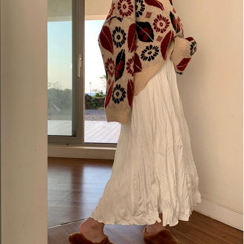 Long Skirts Plus Size Pleated Midi Skirt Summer Lady Elastic Waist Elegant Casual Skirts Women Autumn Temperament Clothing