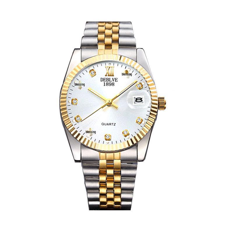 Reloj de Moda Clásico Versátil para Hombre con Correa de Acero, Movimiento No Mecánico, Función de Calendario y Diseño Unisex para Parejas.