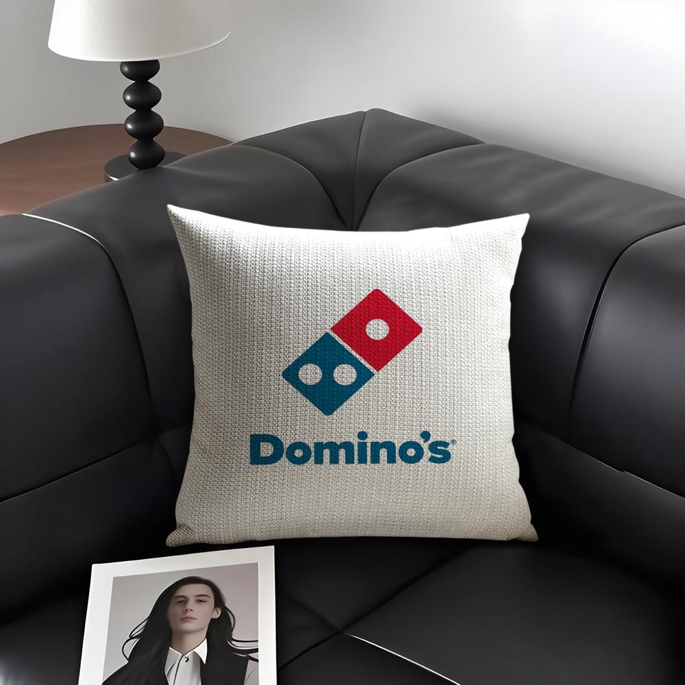 D-Domino'S Pizza Brand Cushion Cover Natural Linen Organic Fabric Double-Sided Printing Sofa Home Decor Gift Pillow Case