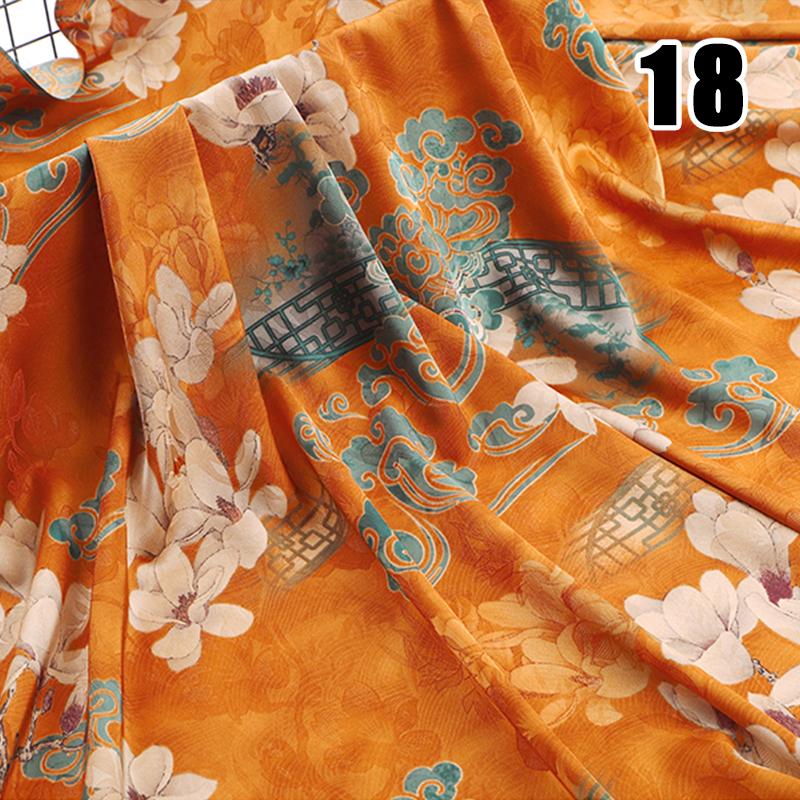 50x150cm High-end Silk-like Fabric Skin-friendly Soft Chinese Style Printed Cheongsam Summer Clothing Hanfu Dress Sewing Fabric