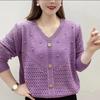 Koreanischer Pullover Damen Locker V-Ausschnitt Langarm Oberteile Damen Gestricktes Unterhemd Mittleren Alters Mutter Oberbekleidung Pullover