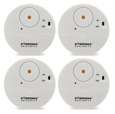 Yihiro Czujnik Wibracyjny Włamania do Okna Drzwi Towary do Zapobiegania Włamaniom Ultracienki Alarm, Zapobieganie, Alarm, Biały, Alarm, (Zestaw 4)