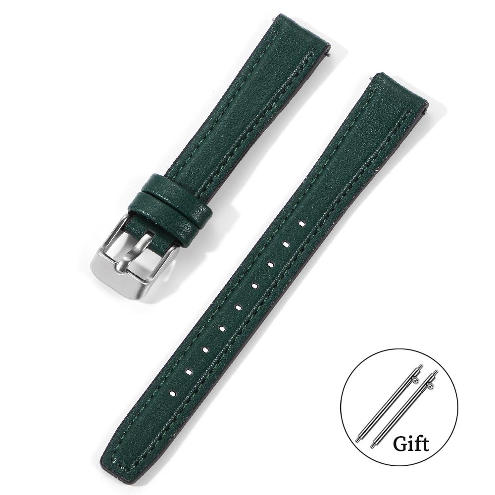 Ultra-dünnes Leder-Uhrenarmband 10mm 12mm 14mm 16mm Weiches Silikon-Uhrenband Schnellverschluss Herren Damen Armband Universelles Handgelenkband