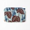 Morita MiW Pouch, Flower and Weevil Design, Light Blue. The MiW color harmony of the front, lining, and zipper is fresh. Made from a slightly tightly