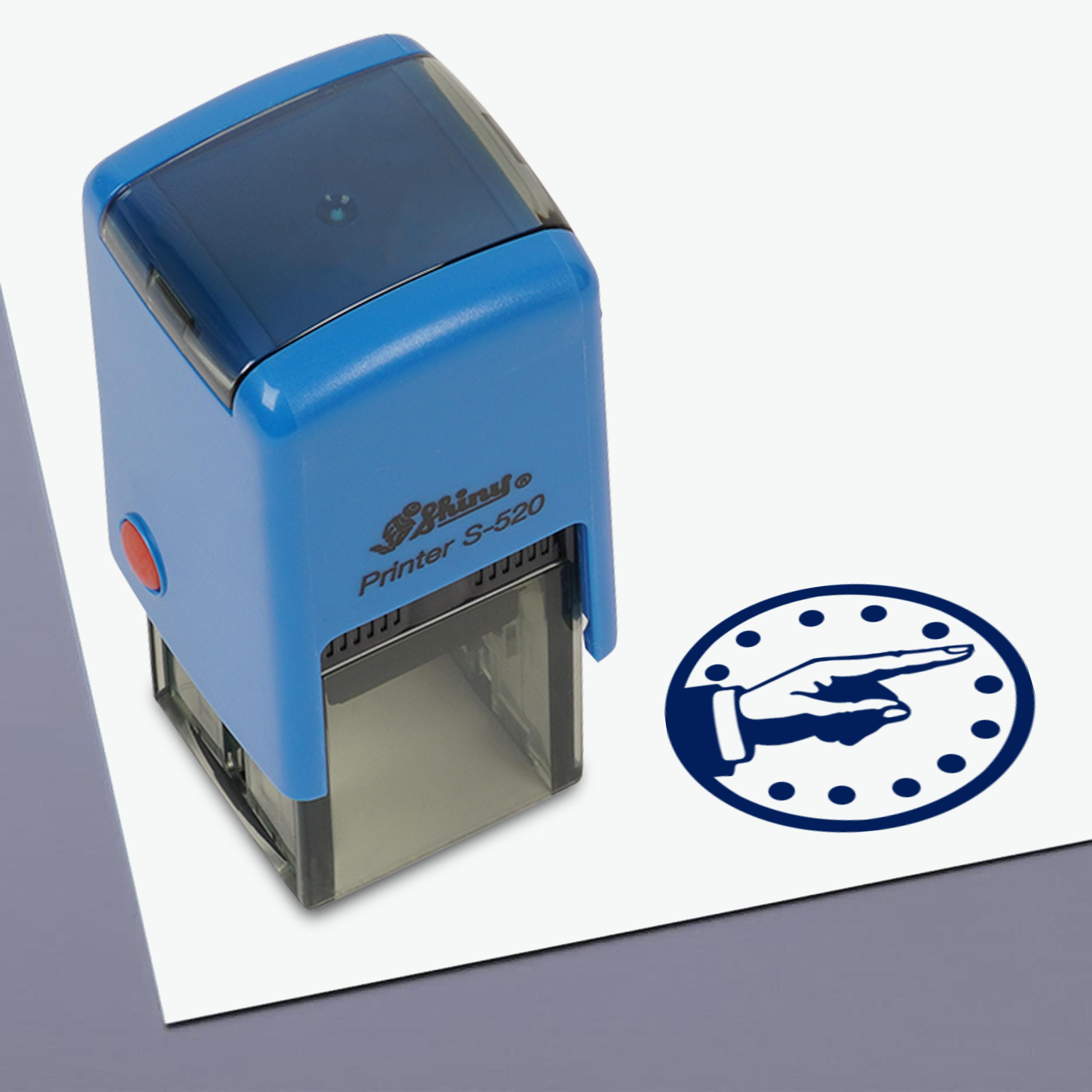 

POINTING FINGER Round Self Inking Kids Teacher Stamp Personalized Custom Shiny 20mm Mini Rubber Blue - 20mm синій