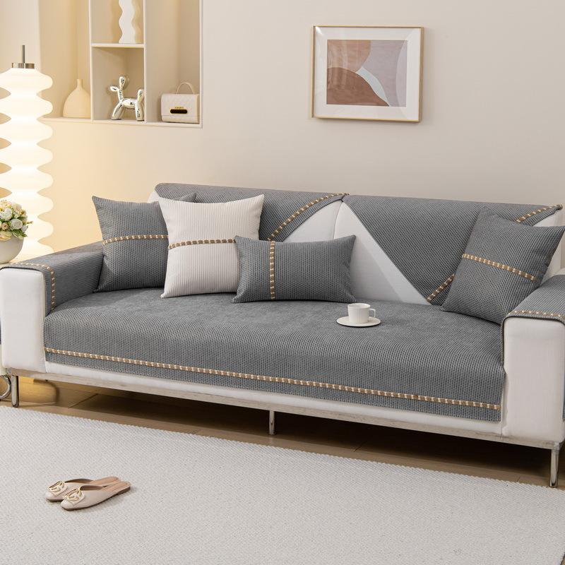 

Подушка для дивана из светло-кремовой шенилловой ткани, универсальный новый чехол, тканевое полотенце, нескользящая подушка для сиденья на все времена года 70*70cm