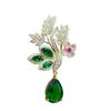 Fashion Green Yellow Leaves Flower Bouquet Wheat Ear Brooch for Women Creative Rhinestone Pin Suit Clothing Jewelry Accessories